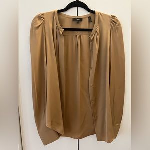 Theory 100% Silk Camel Blouse size small